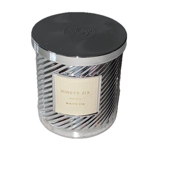 Table Decor 2 Scented Holiday Metallic Silver Jar Candles, Ceramic Xmas Tree NWT - Picture 3 of 7